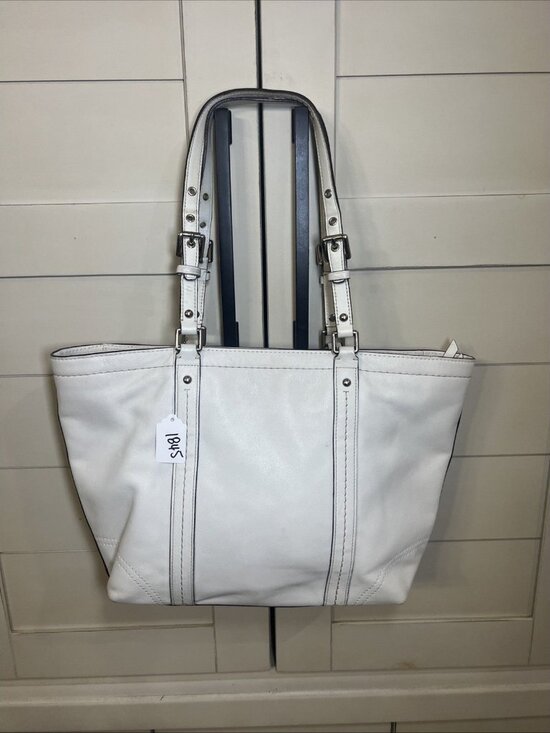 Coach (2008) East West Gallery Tote White Leather Tote Shoulder Handbag Y2K main image 2